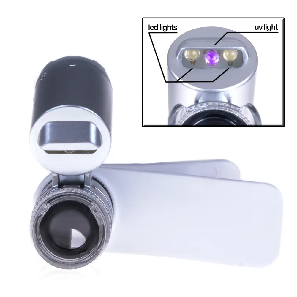 60X Zoom Digital Mobile Phone Microscope Magnifier with Flash Light