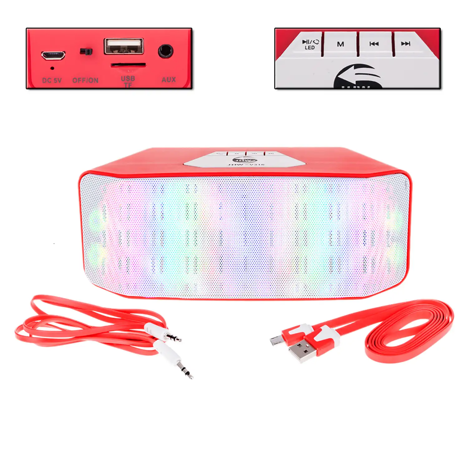 Altavoz bluetooth portable con luz led a todo color