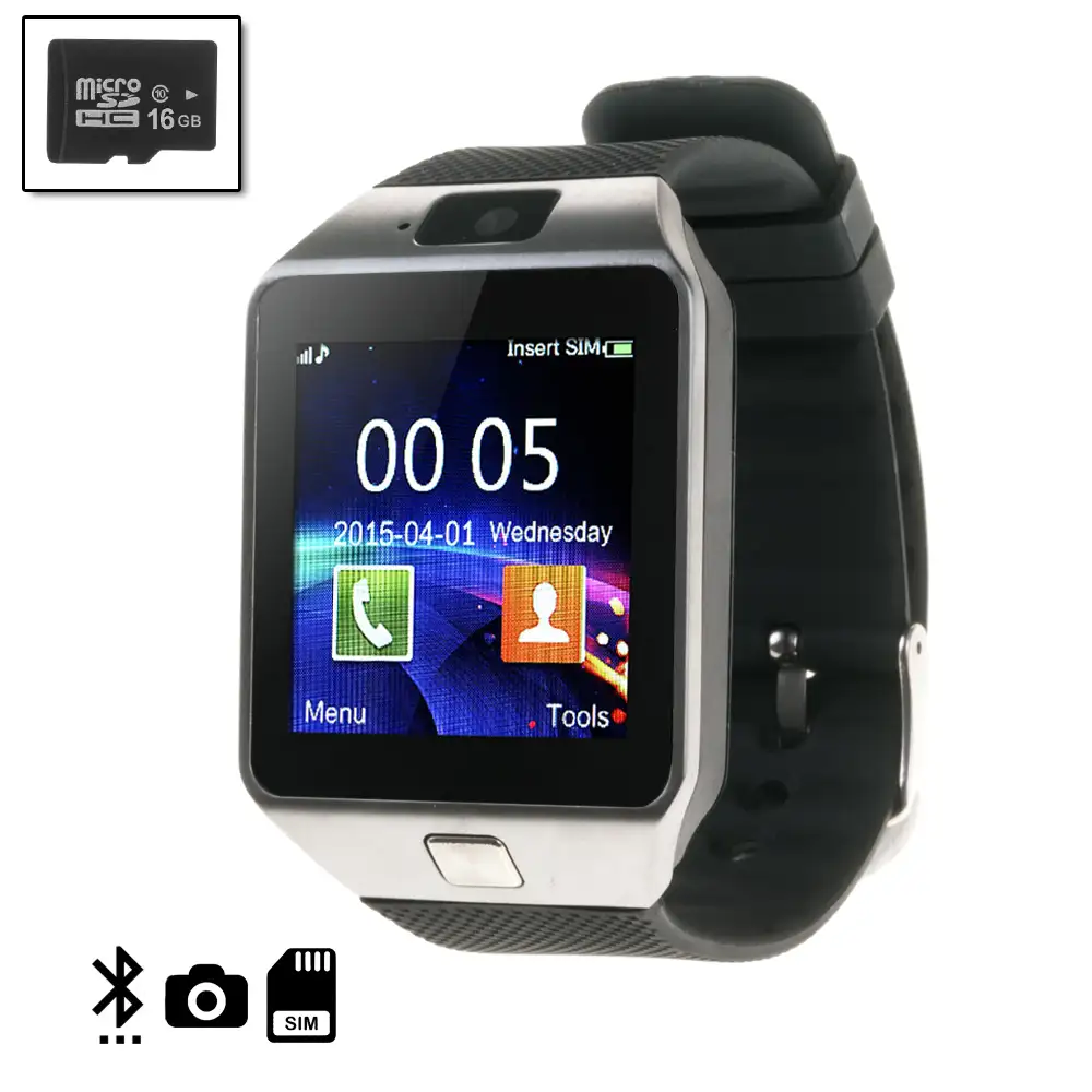 Smartwatch DZ09 con cámara y opción a SIM + micro SD Kingston 16GB clase 4