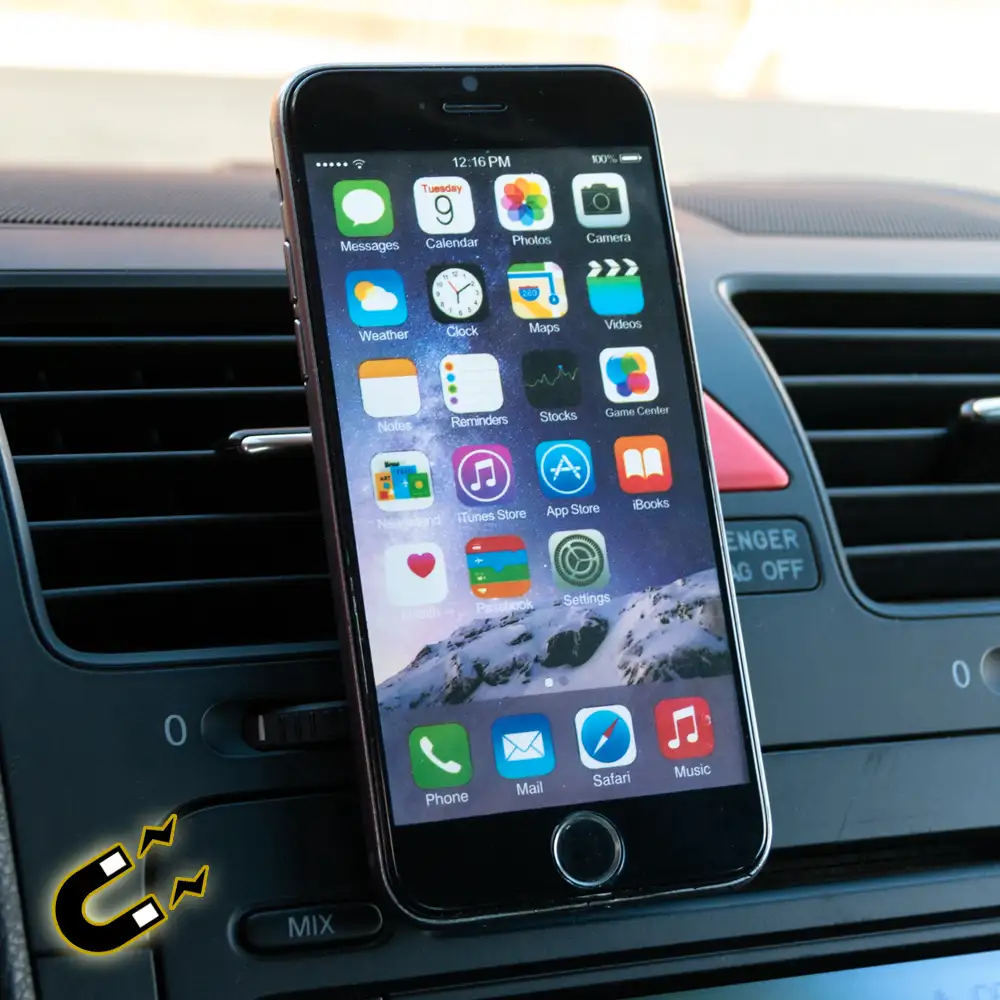 Soporte imán de teléfono móvil smartphone para rejilla ventilación de coche
