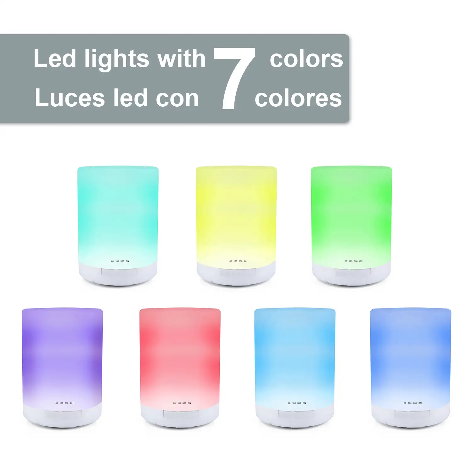 PACK NEBULIZADOR ESTERILIZADOR (admite hidroalcohol)MULTIFUNCIÓN 300 ml+ 10 GEL HIDROALCOHÓLICO ALOE VERA de 100 ml. Blanco con función multicolor . Luz led nocturna.Humidificador.