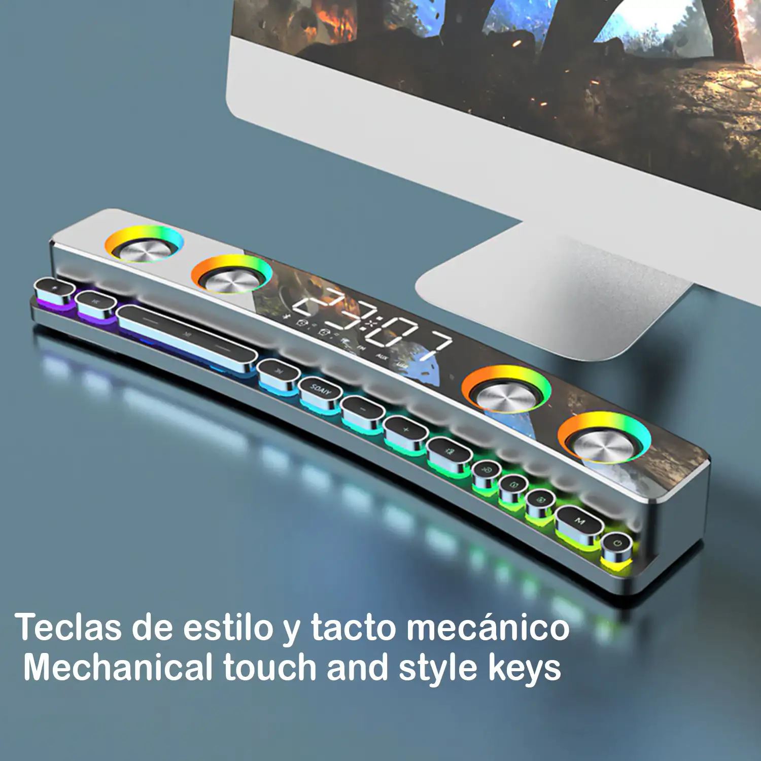 Pack: Video proyector LED con duplicación de pantalla para iOS y Android + Barra de sonido SH39 Bluetooth 5.0 con teclas mecánicas