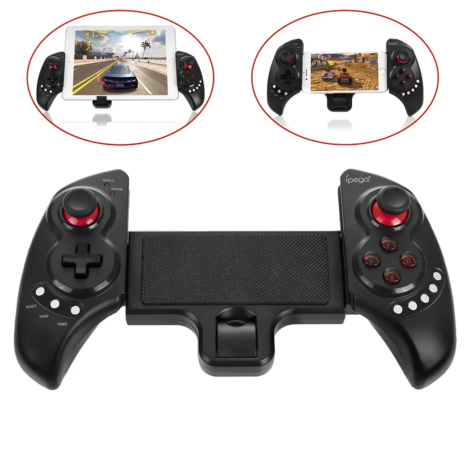 Gamepad Bluetooth extensible, con stand central, para Smartphones, Tablets y PC