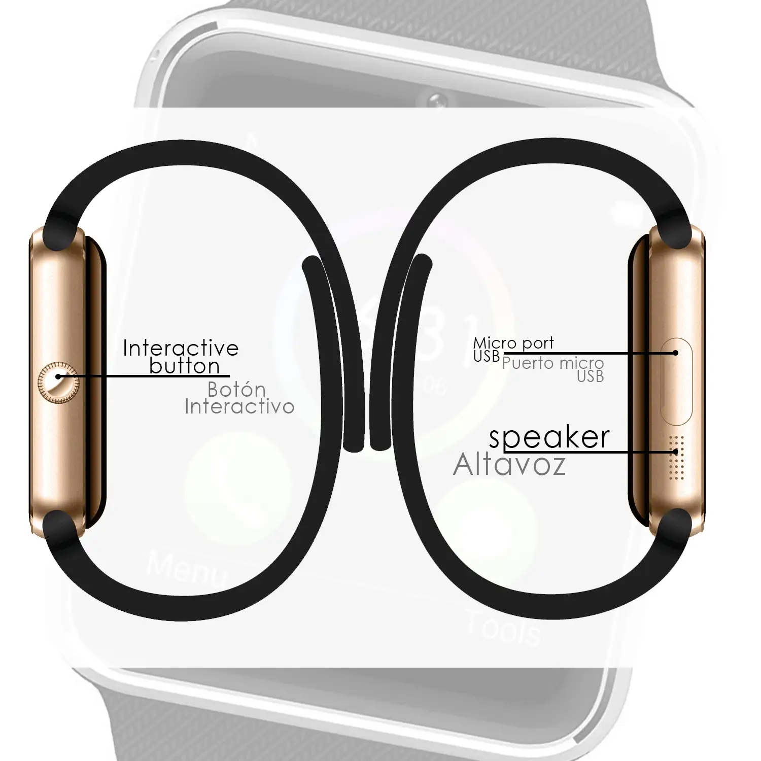 GT08 BLUETOOTH WATCH con SIM camara y SLOT micro SD