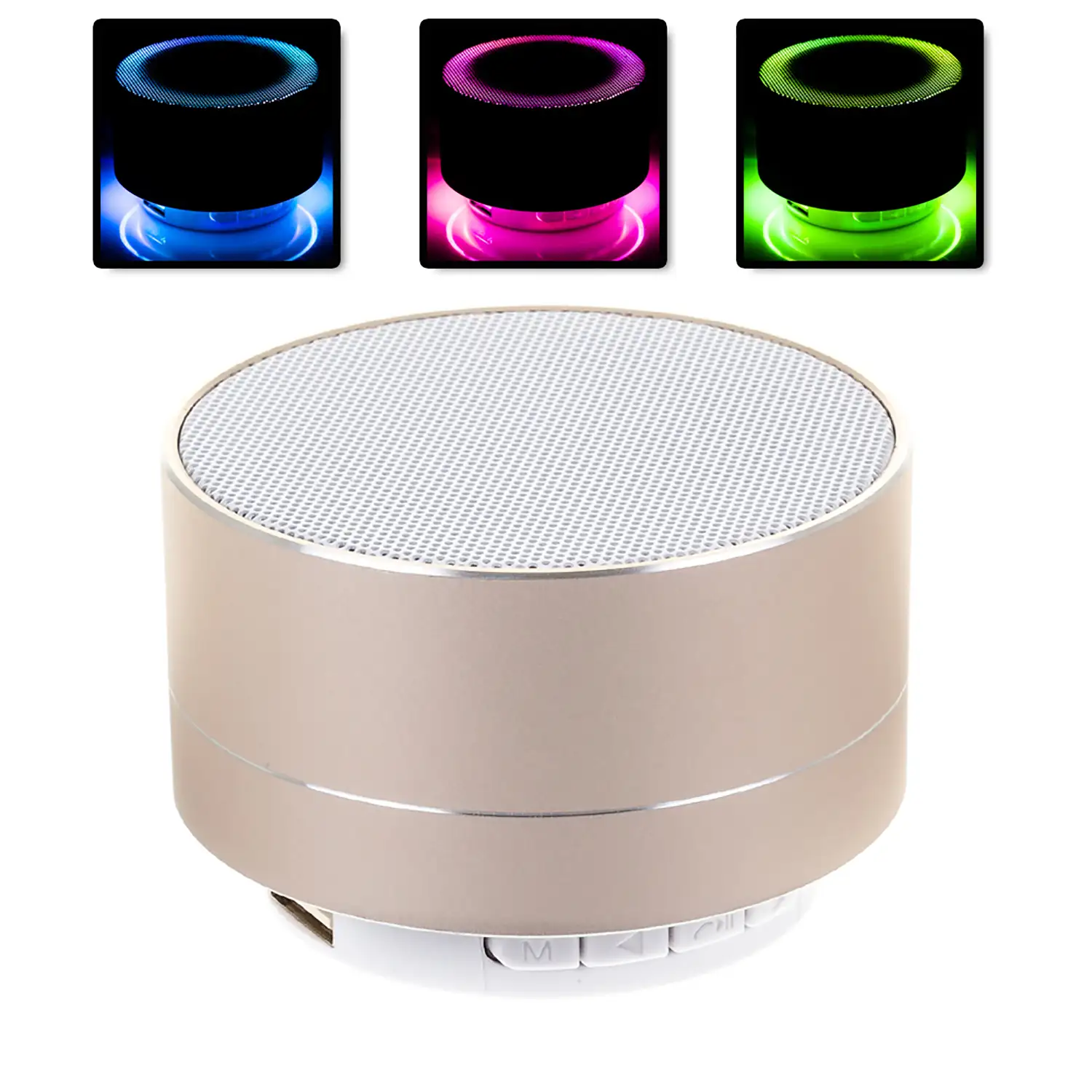 Altavoz bluetooth metálico con manos libres y luz led