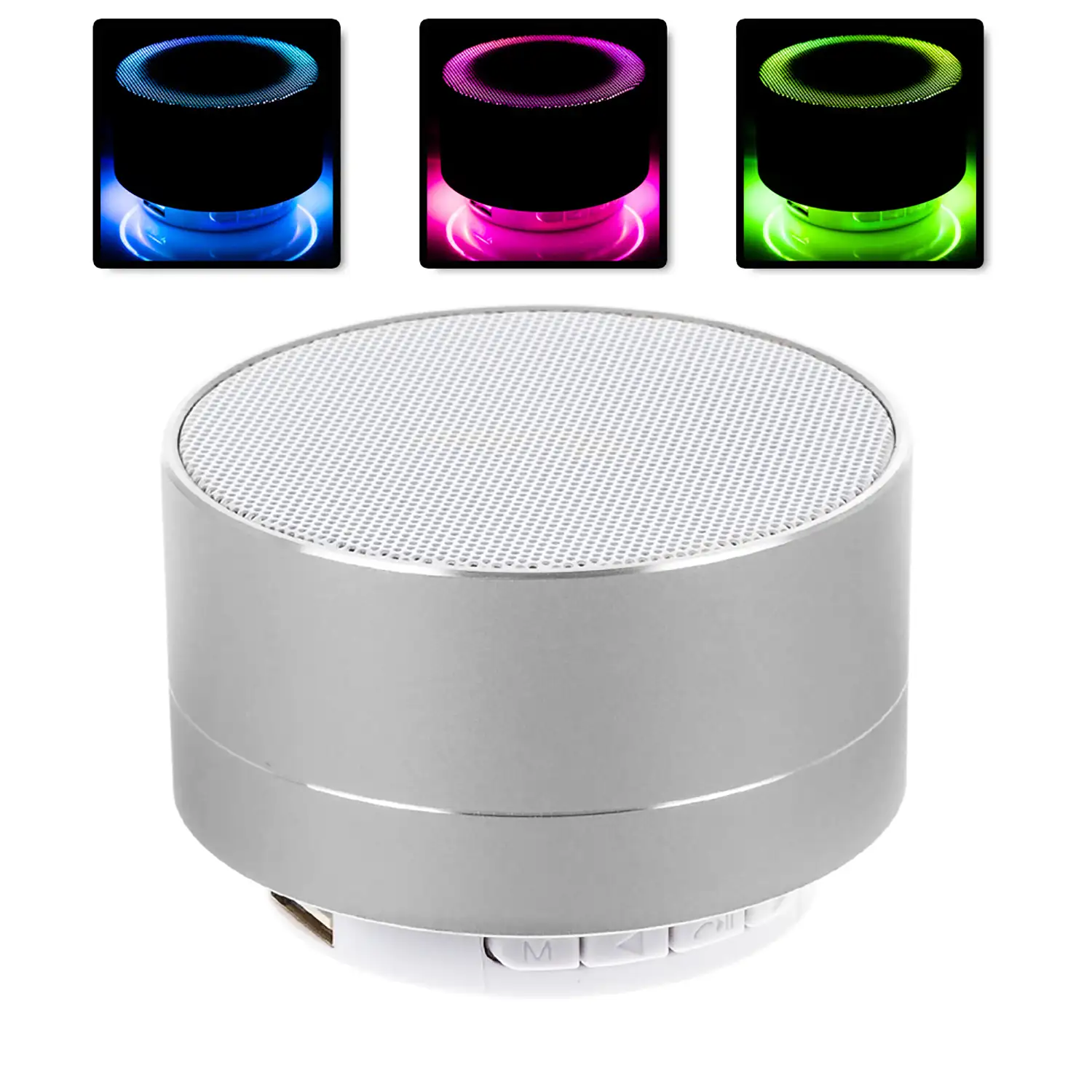 Altavoz bluetooth metálico con manos libres y luz led