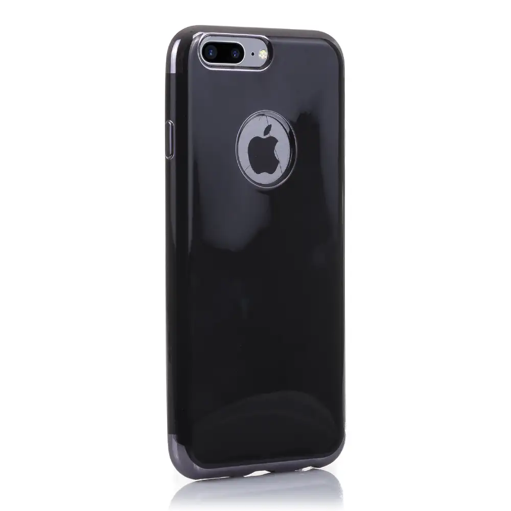 CARCASA EN NEGRO BRILLANTE CON BORDES METALIZADOS PARA IPHONE 7 PLUS