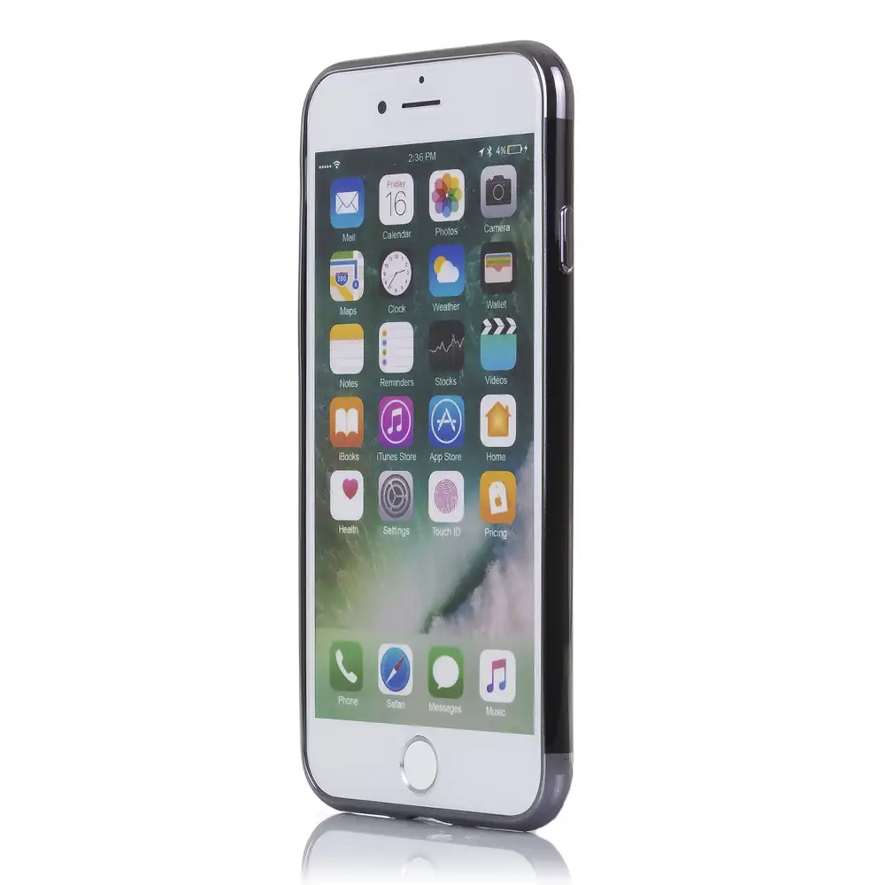 CARCASA EN NEGRO BRILLANTE CON BORDES METALIZADOS PARA IPHONE 7 PLUS