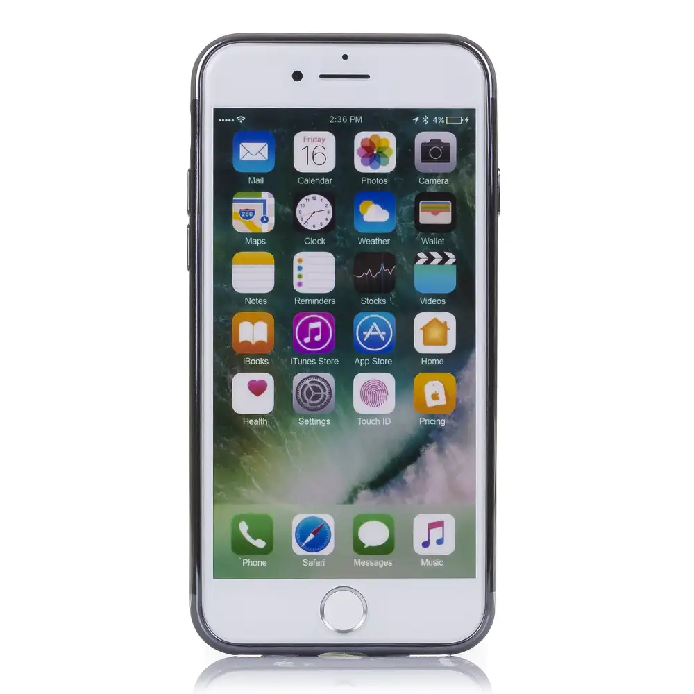 CARCASA EN NEGRO BRILLANTE CON BORDES METALIZADOS PARA IPHONE 7 PLUS