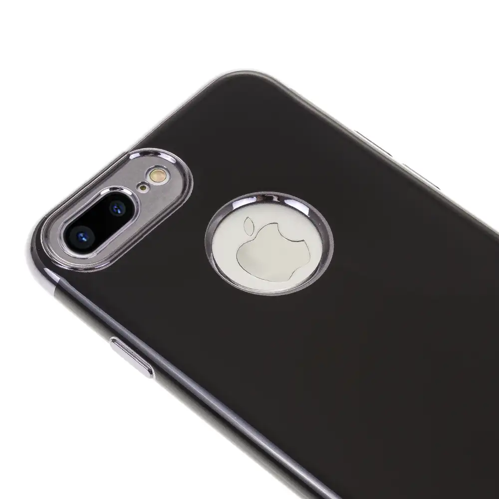CARCASA EN NEGRO BRILLANTE CON BORDES METALIZADOS PARA IPHONE 7 PLUS