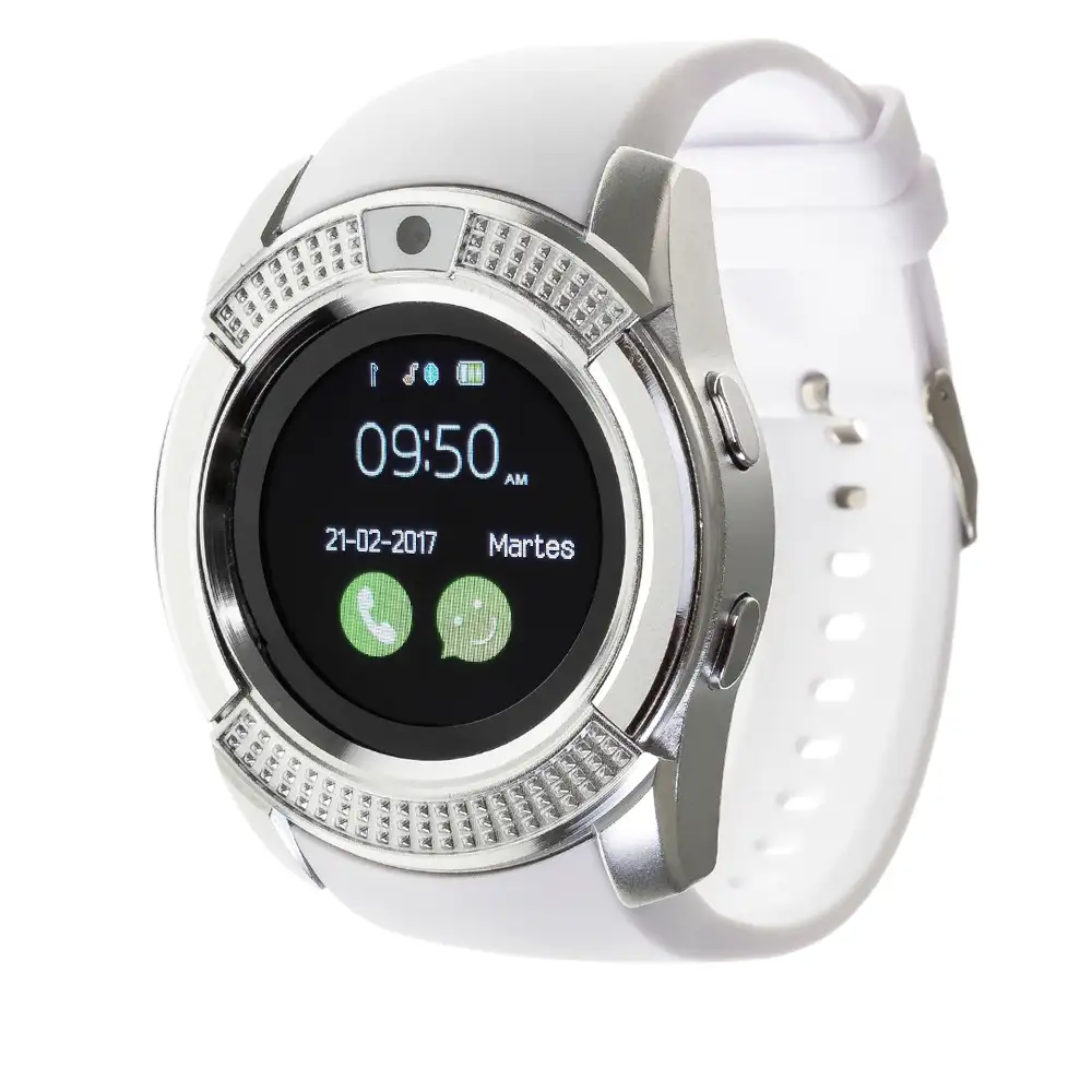 Smartwatch V8 de pantalla circular con cámara y opción a SIM + micro SD Kingston 16GB Clase 10