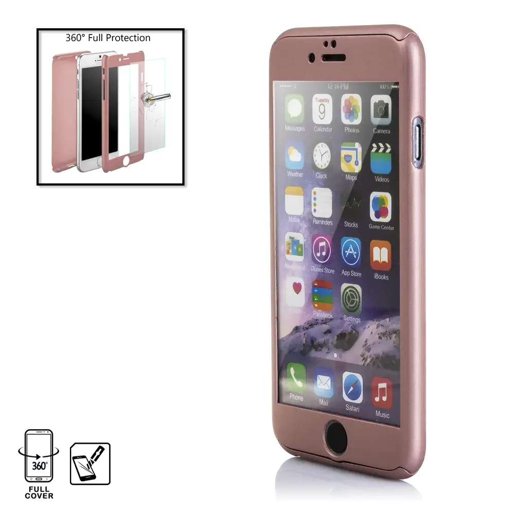 CARCASA FULL COVER+CRISTAL PARA IPHONE 6/6S ROSE GOLD