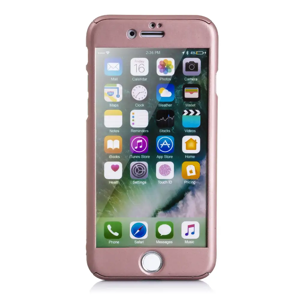 CARCASA FULL COVER+CRISTAL PARA IPHONE 7 ROSE GOLD