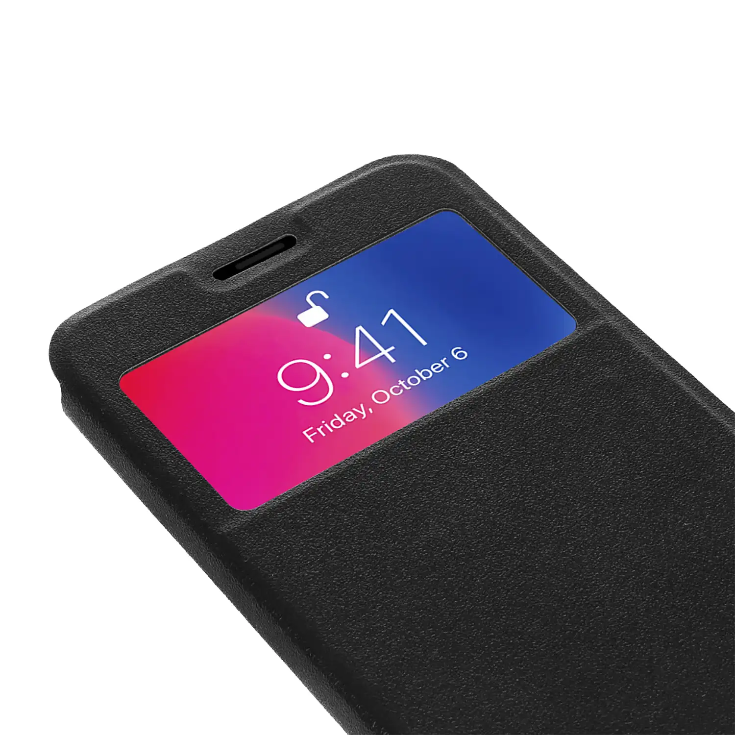 FUNDA LIBRO CON VENTANA CIERRE MAGNÉTICO IPHONE X