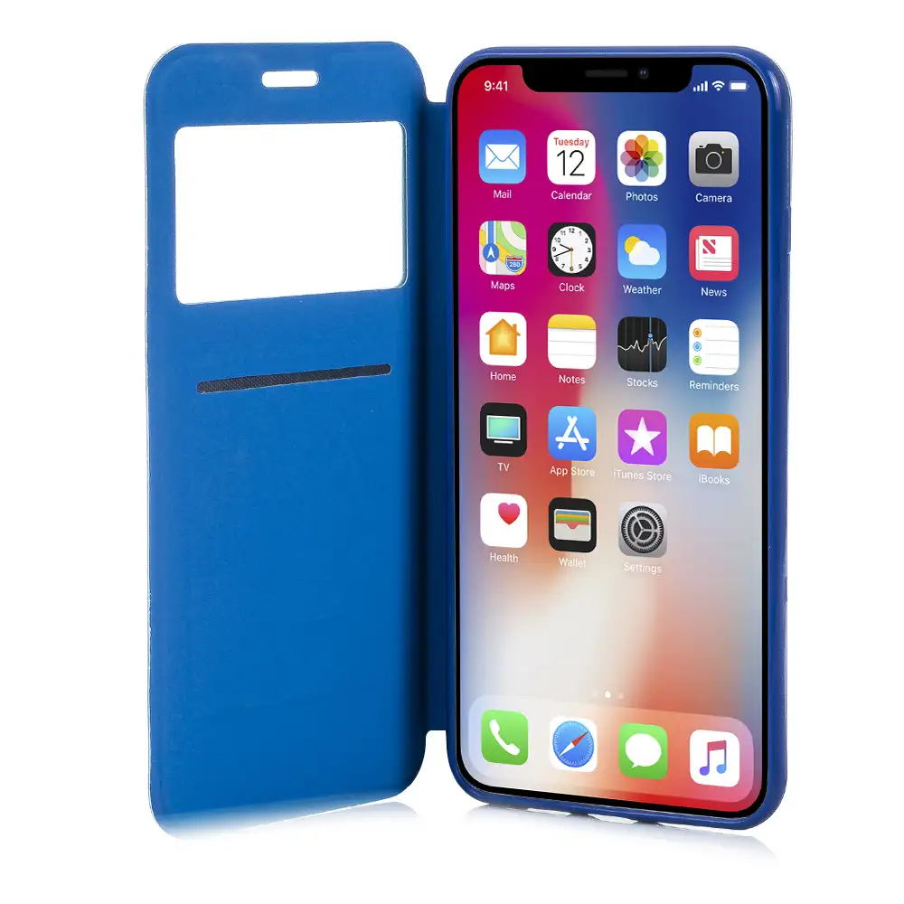 FUNDA LIBRO CON VENTANA CIERRE MAGNÉTICO IPHONE X