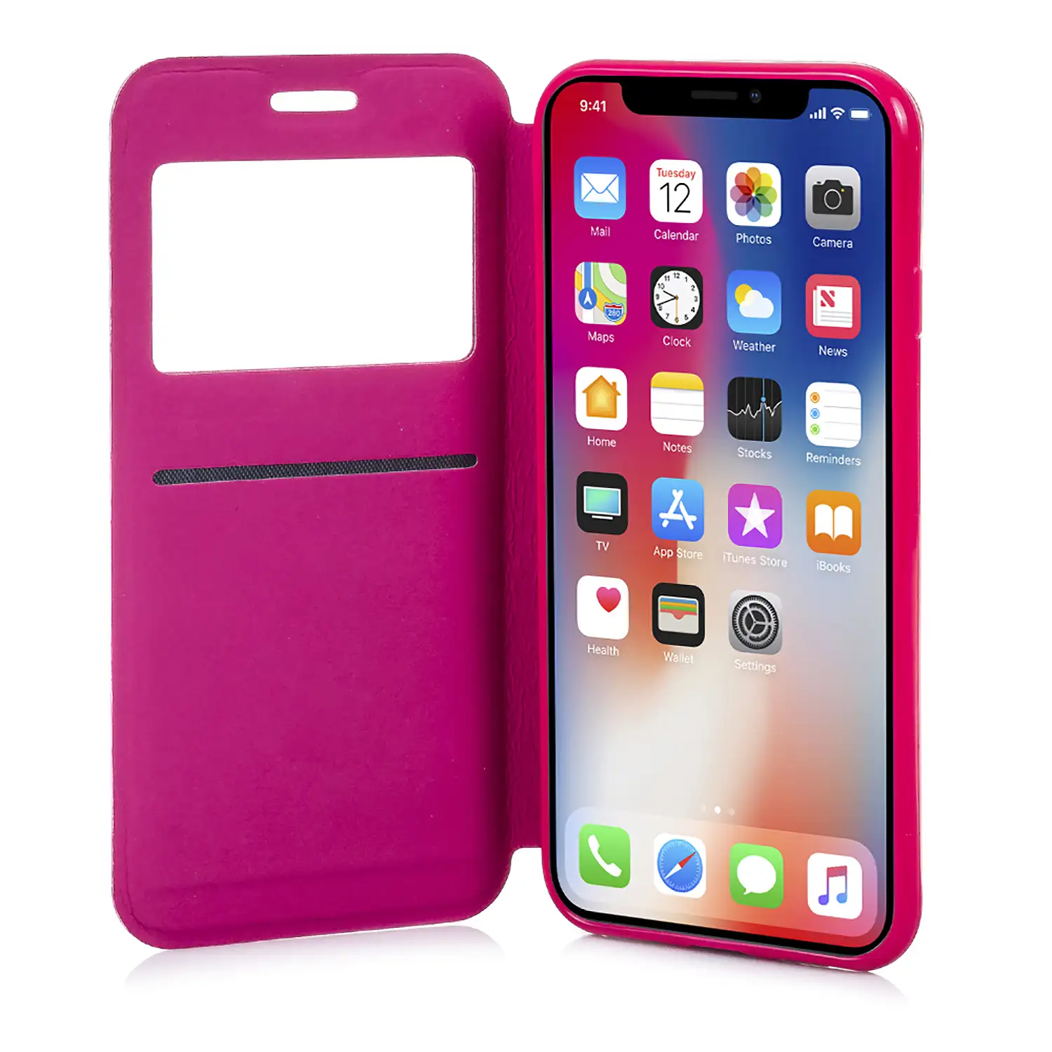 FUNDA LIBRO CON VENTANA CIERRE MAGNÉTICO IPHONE X