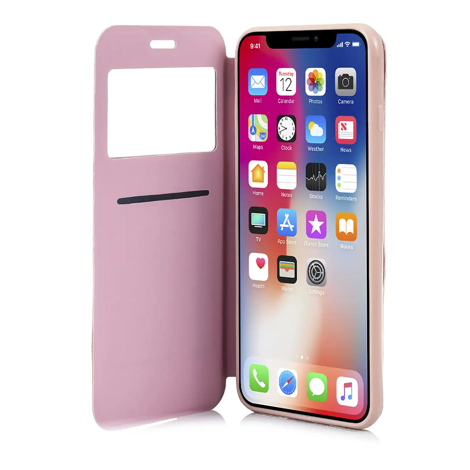 FUNDA LIBRO CON VENTANA CIERRE MAGNÉTICO IPHONE X