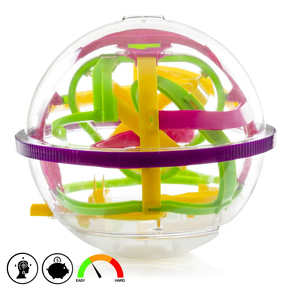 MAZE BALL DESAFÍO LABERINTO 3D PARA MONEDAS, CON 100 PUNTOS DE CONTROL