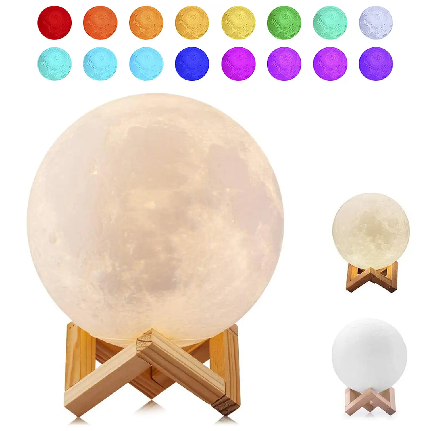 Lámpara lunar Moon Light multicolor con mando a distancia y modos de iluminación 15cms.