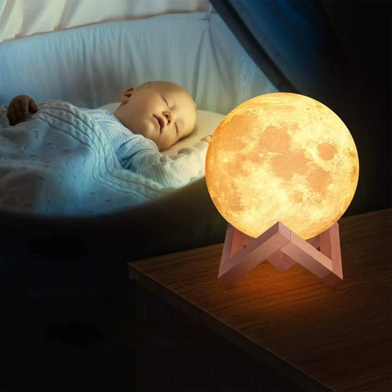 Lámpara lunar Moon Light multicolor con mando a distancia y modos de iluminación 15cms.