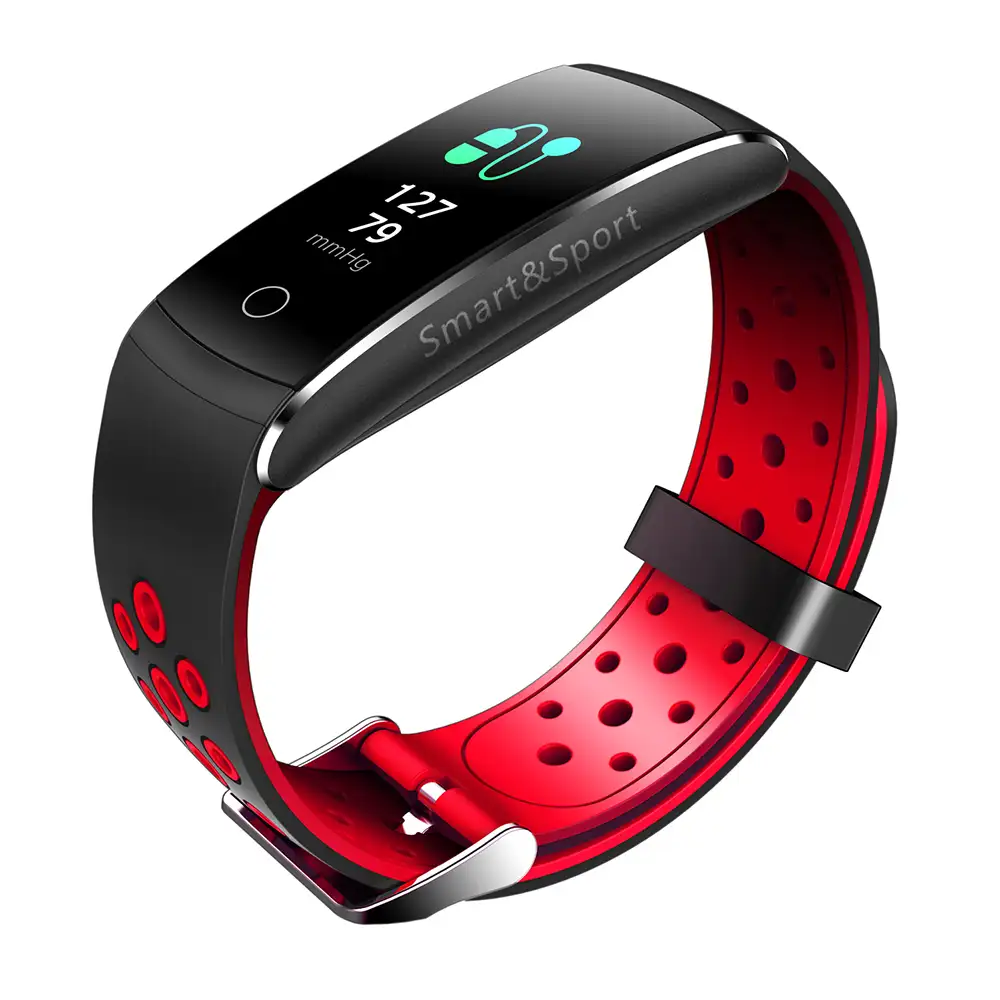 Brazalete inteligente AK-Q8S bluetooth con pantalla a color, sumergible, podómetro, monitor cardíaco y de presión sanguínea para iOS y Android