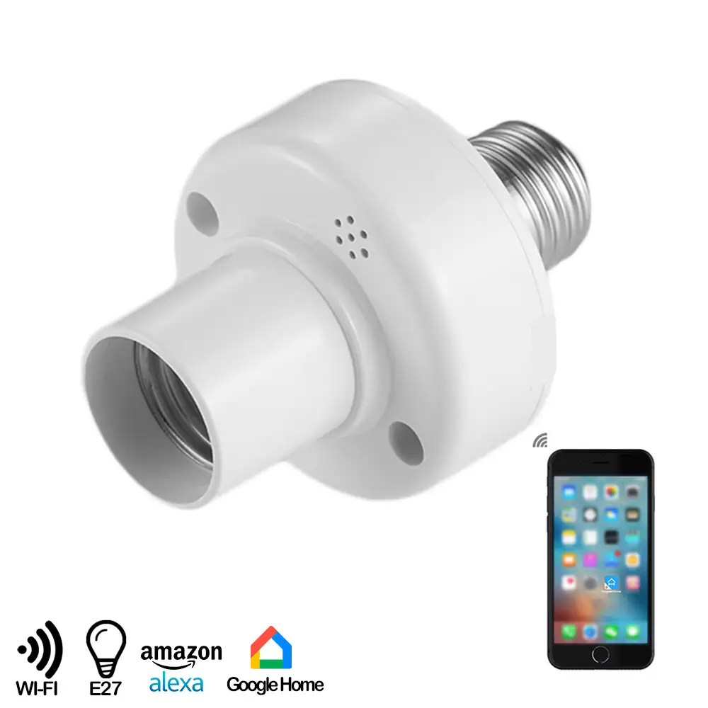 Adaptador de control WiFi para bombillas E27, compatible con Alexa y Google Home