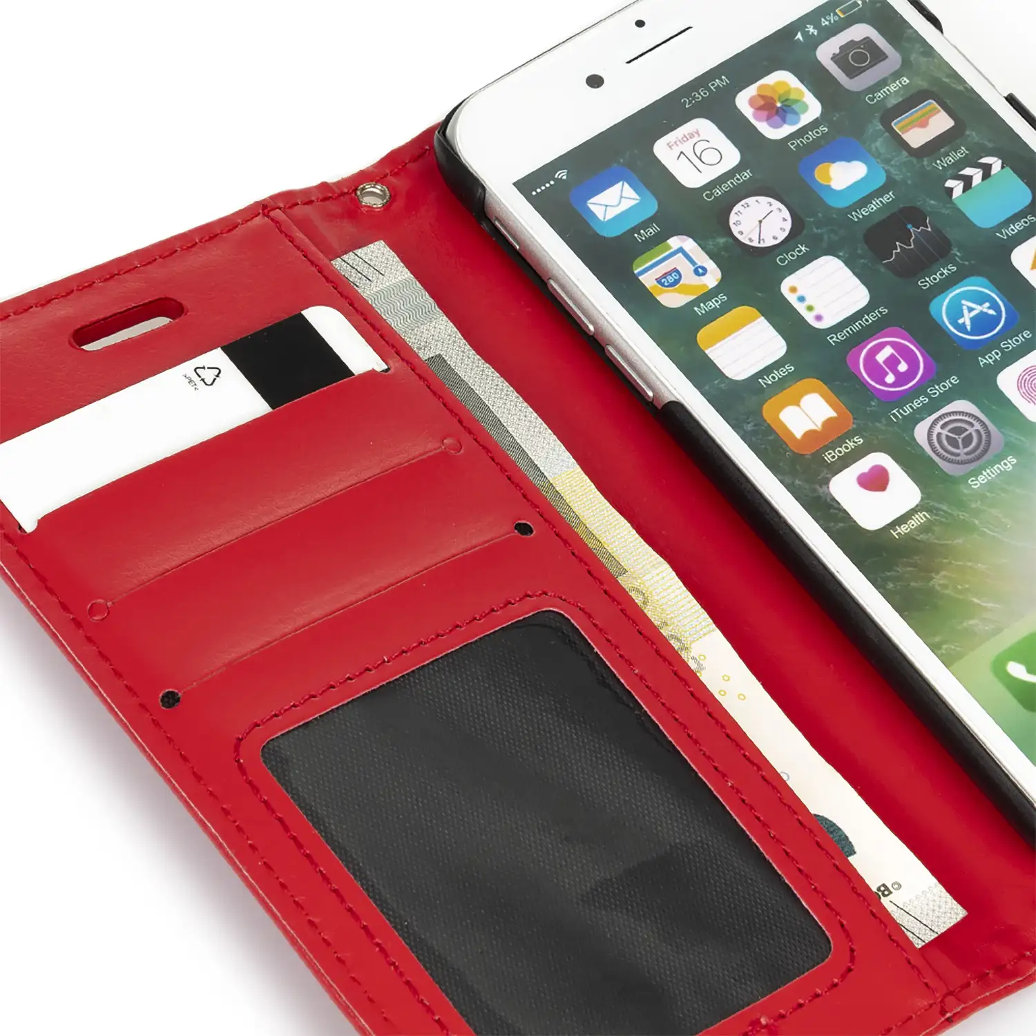 Funda tipo libro de piel sintética con cierre magnético para iPhone 7/8