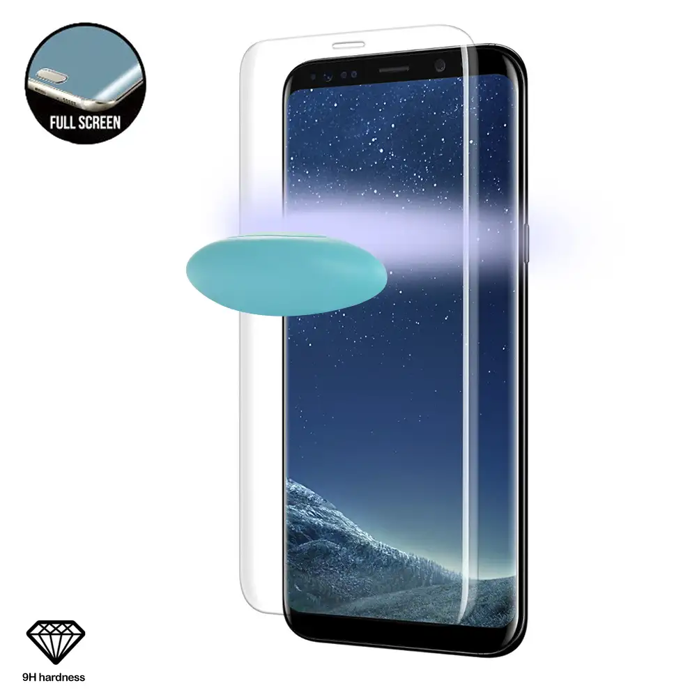 Protector de cristal templado Premium de pantalla completa curva 4D con accesoriOS de instalación para Samsung S8 Plus