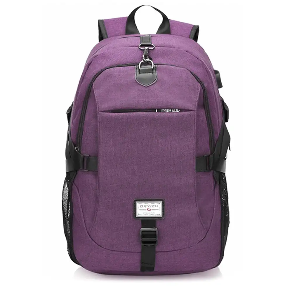 Mochila morada con cargador