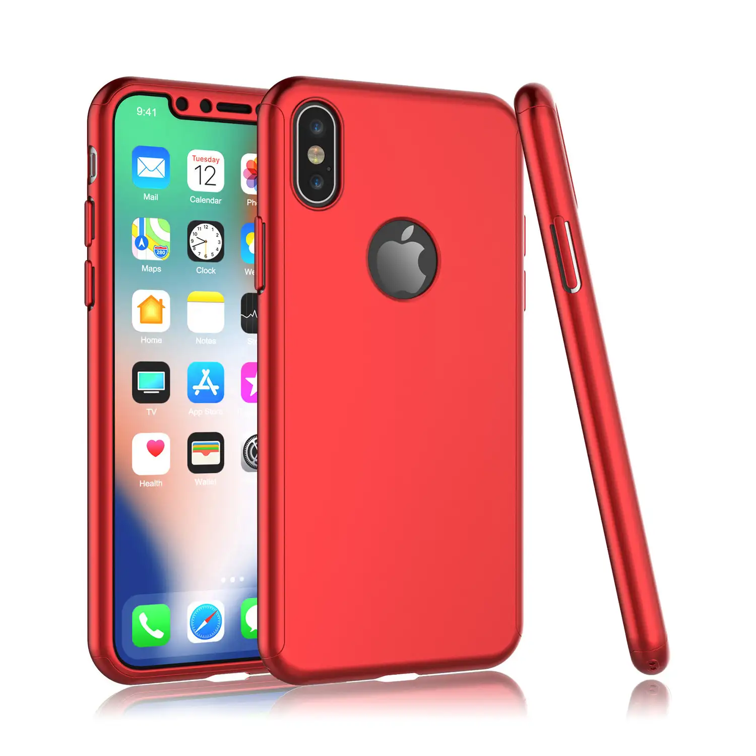 Carcasa full cover y cristal templado para iPhone X