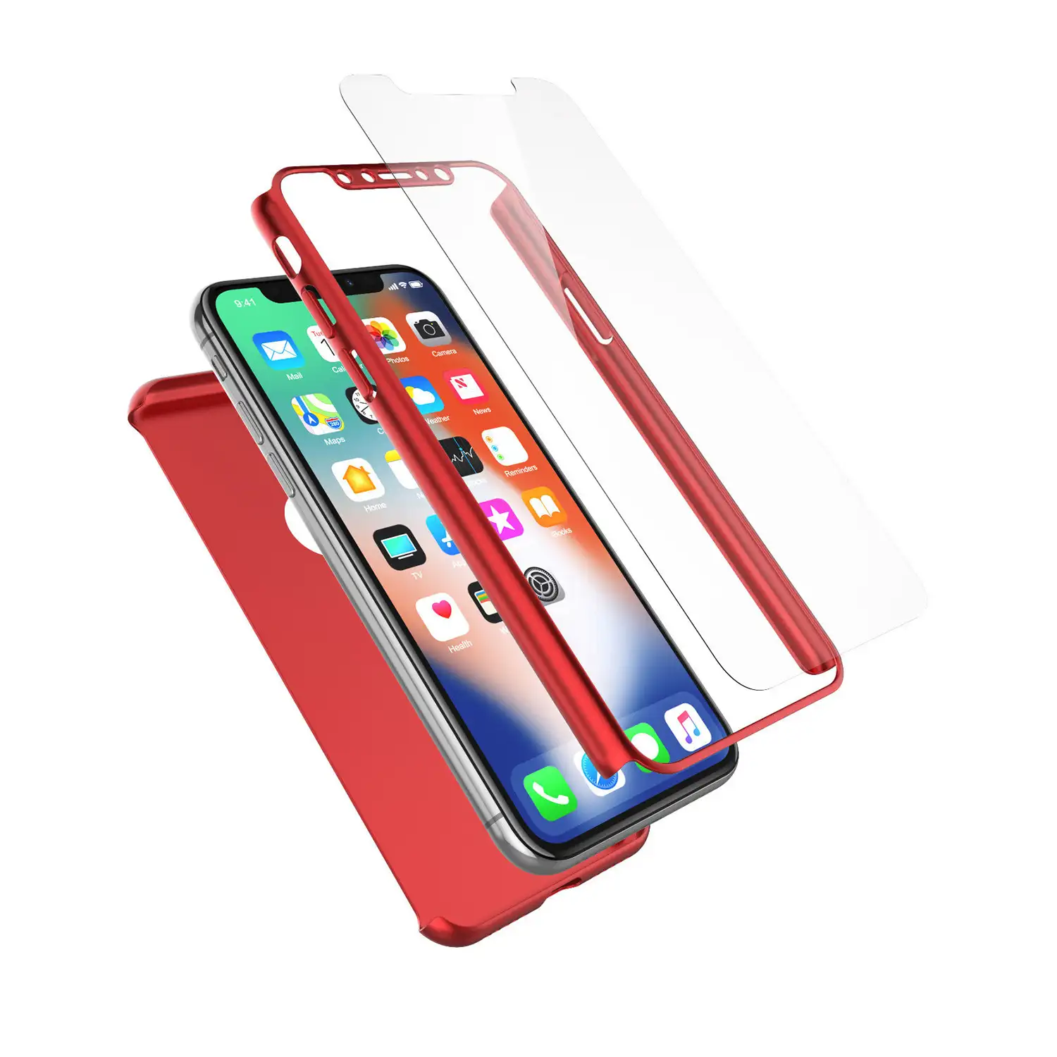 Carcasa full cover y cristal templado para iPhone X