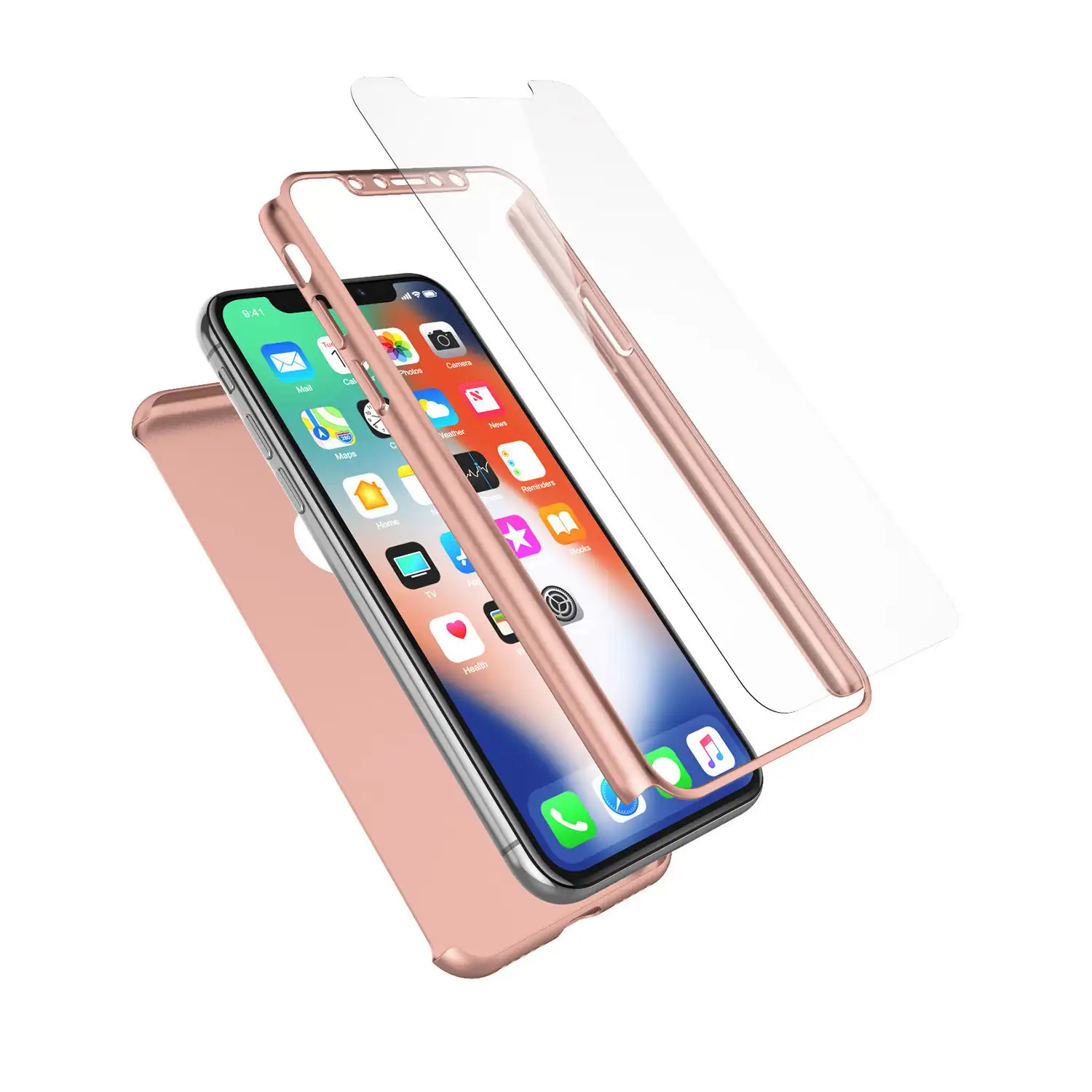 Carcasa full cover y cristal templado para iPhone X