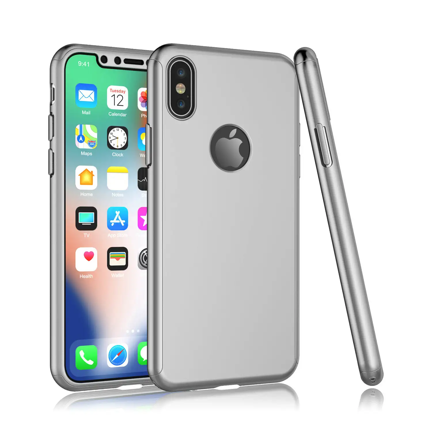 Carcasa full cover y cristal templado para iPhone X