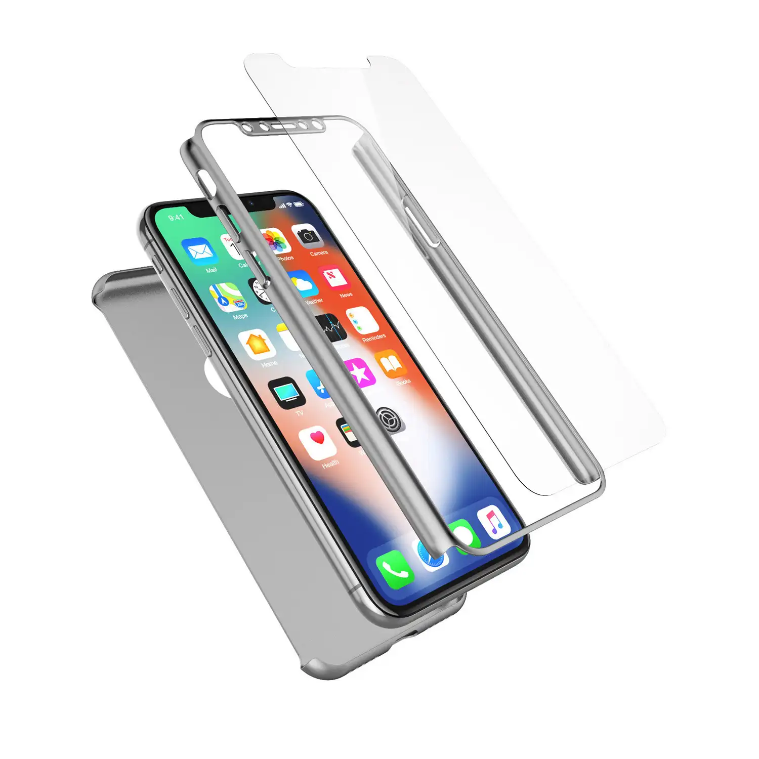 Carcasa full cover y cristal templado para iPhone X