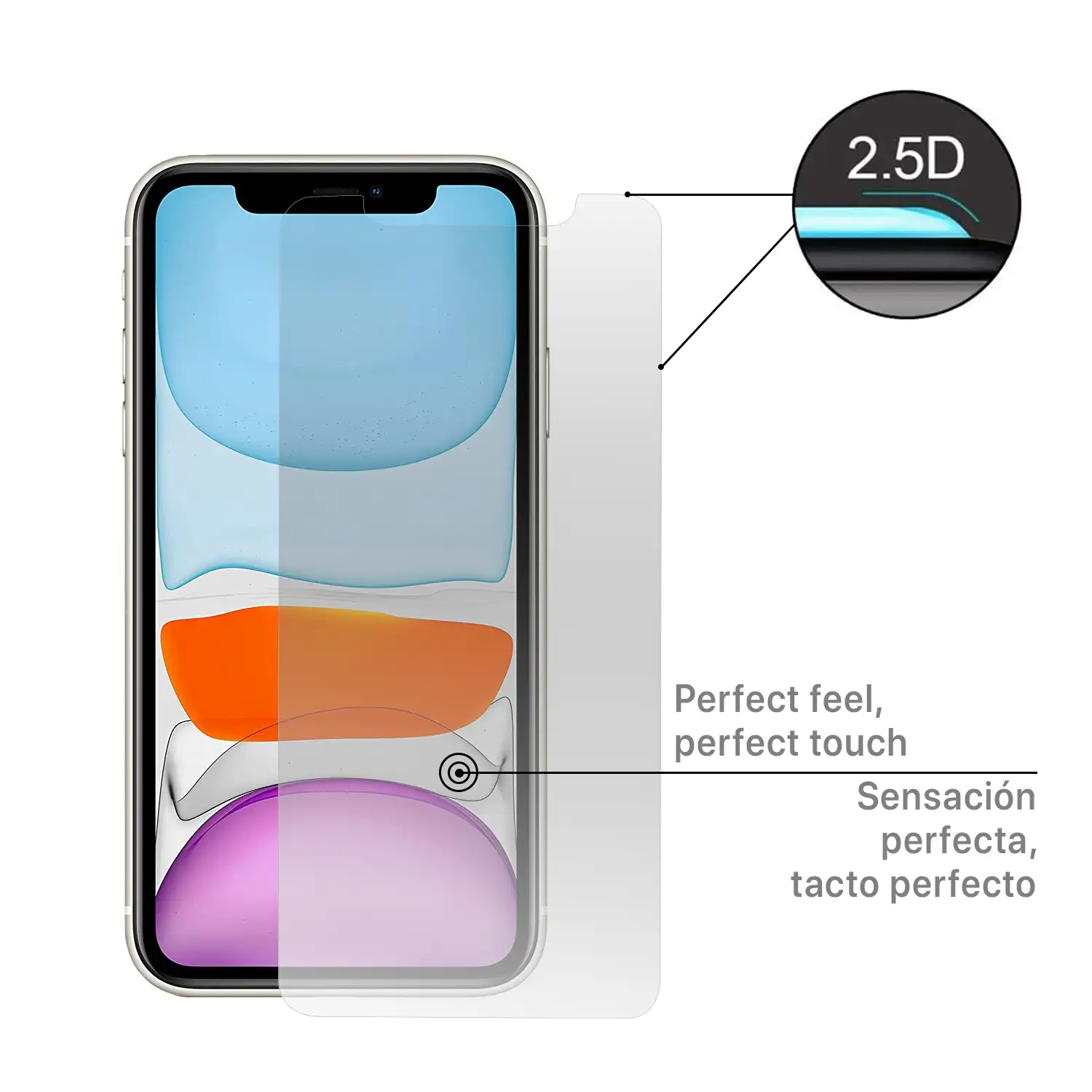 Protector de pantalla de cristal templado 2.5D para iPhone XR / 11