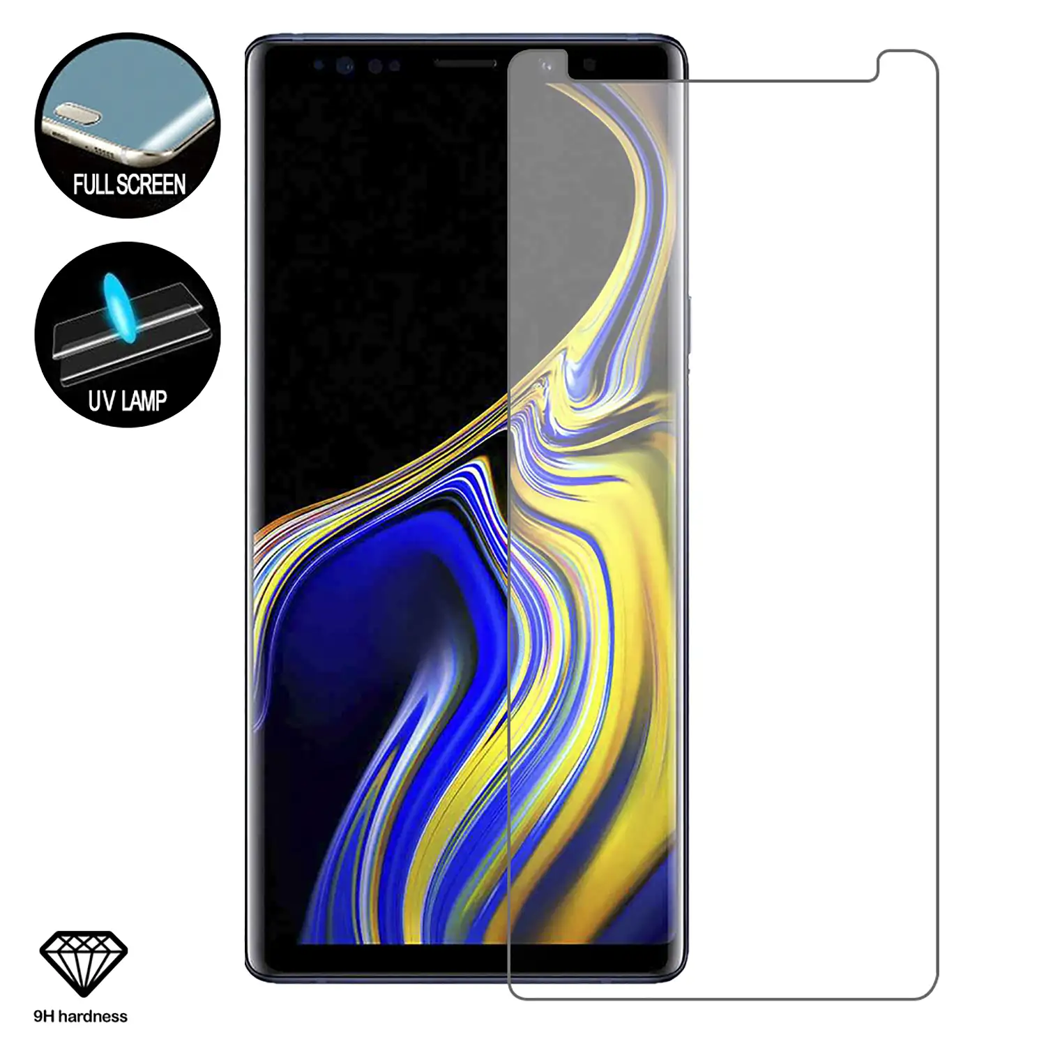 Protector de cristal templado Premium de pantalla completa curva 4D con accesoriOS de instalación para Samsung Note 9