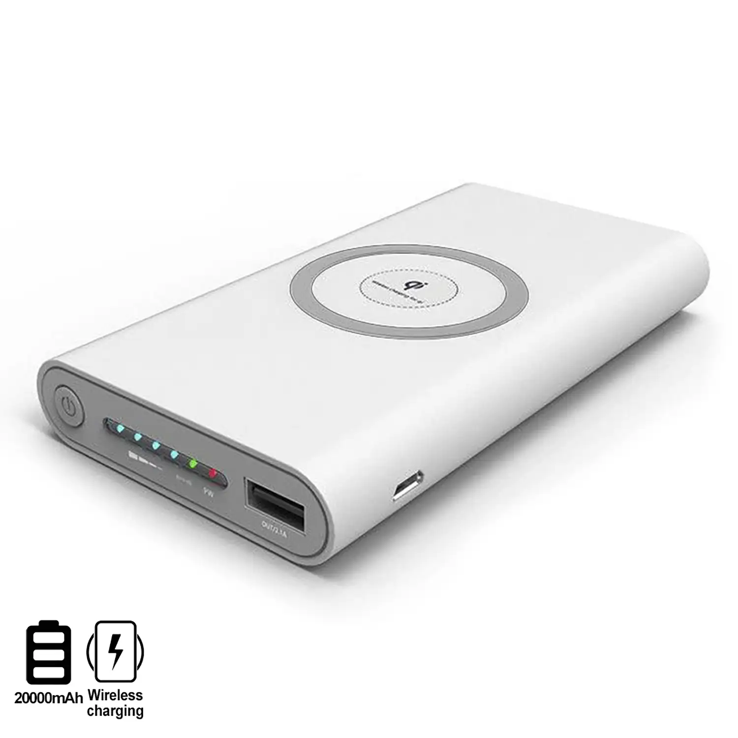 Powerbank de 20.000mAh con carga inalámbrica Qi