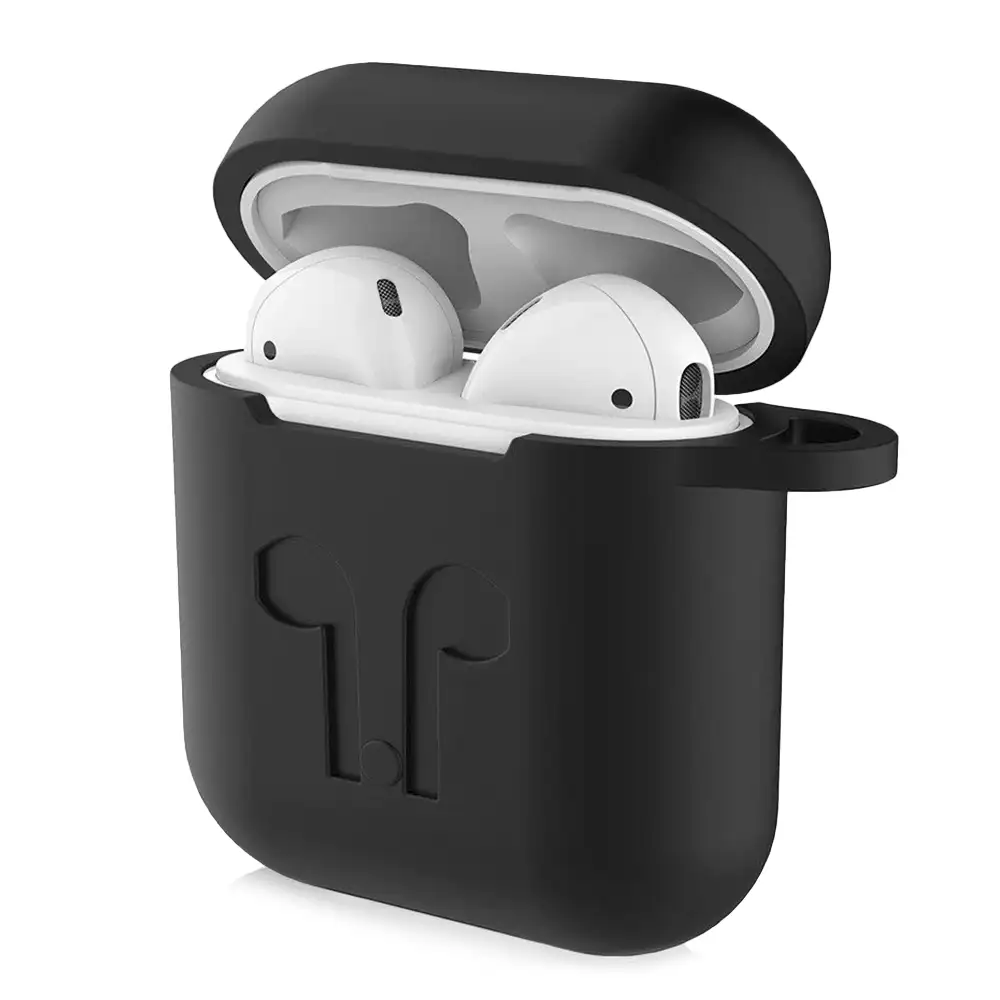 Funda de silicona para base de carga de AirPods, con mosquetón