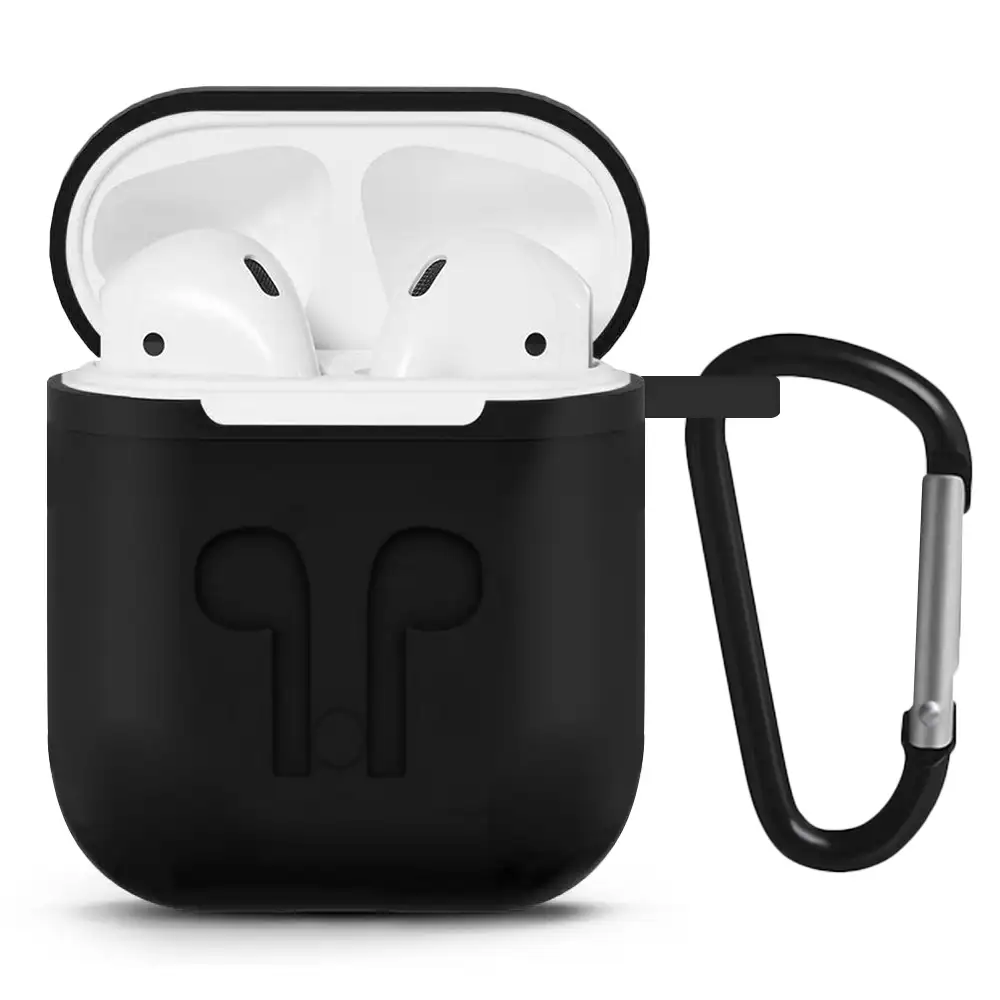 Funda de silicona para base de carga de AirPods, con mosquetón