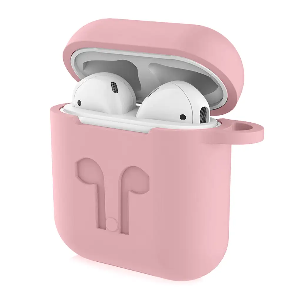 Funda de silicona para base de carga de AirPods, con mosquetón