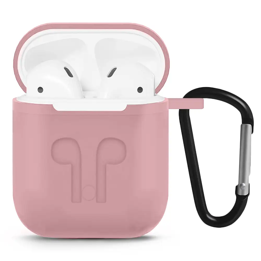 Funda de silicona para base de carga de AirPods, con mosquetón