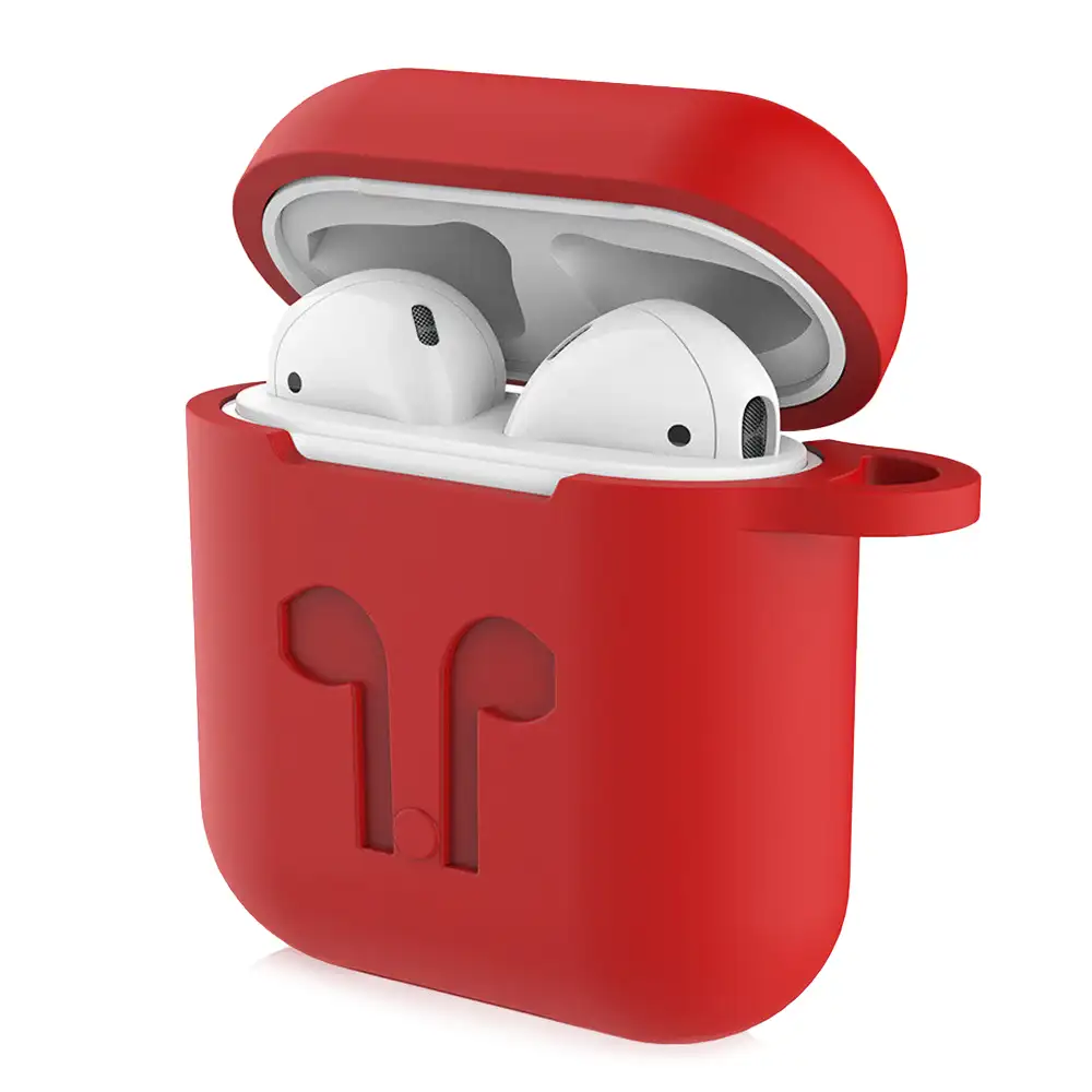 Funda de silicona para base de carga de AirPods, con mosquetón