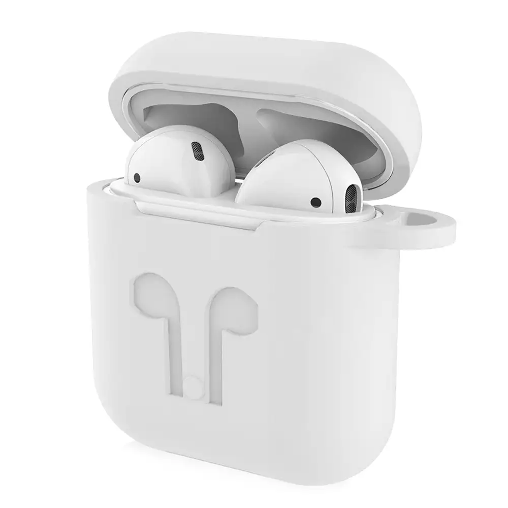 Funda de silicona para base de carga de AirPods, con mosquetón