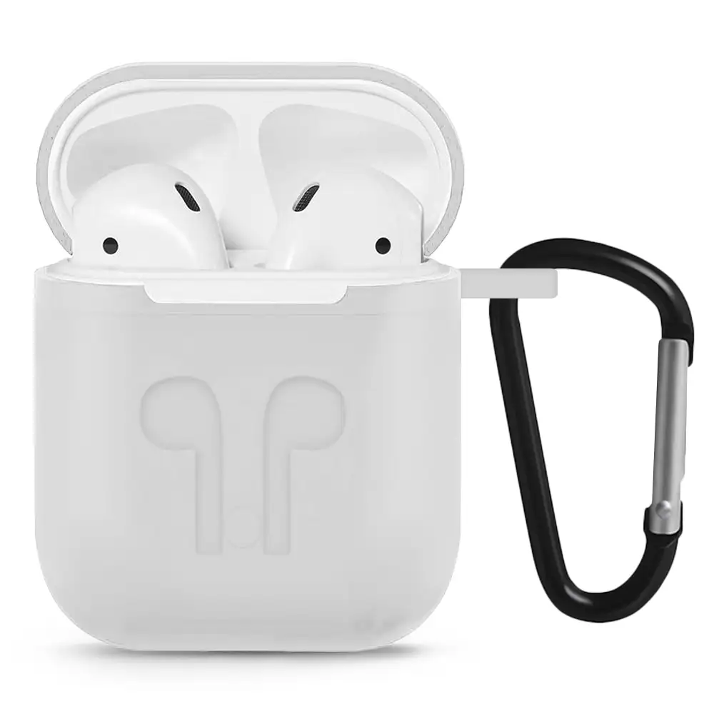 Funda de silicona para base de carga de AirPods, con mosquetón