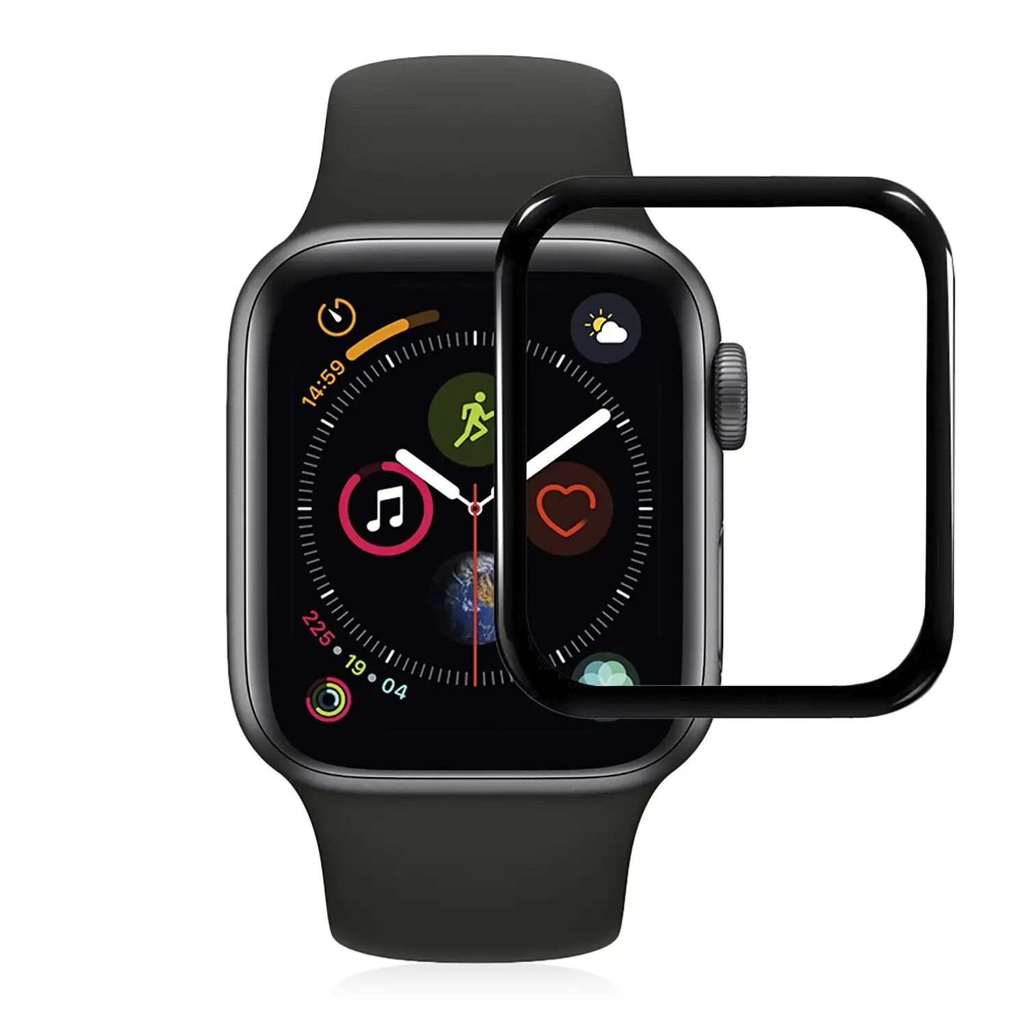 Protector de pantalla de cristal templado con bordes curvados a color para Apple Watch 40mm (Serie 4)