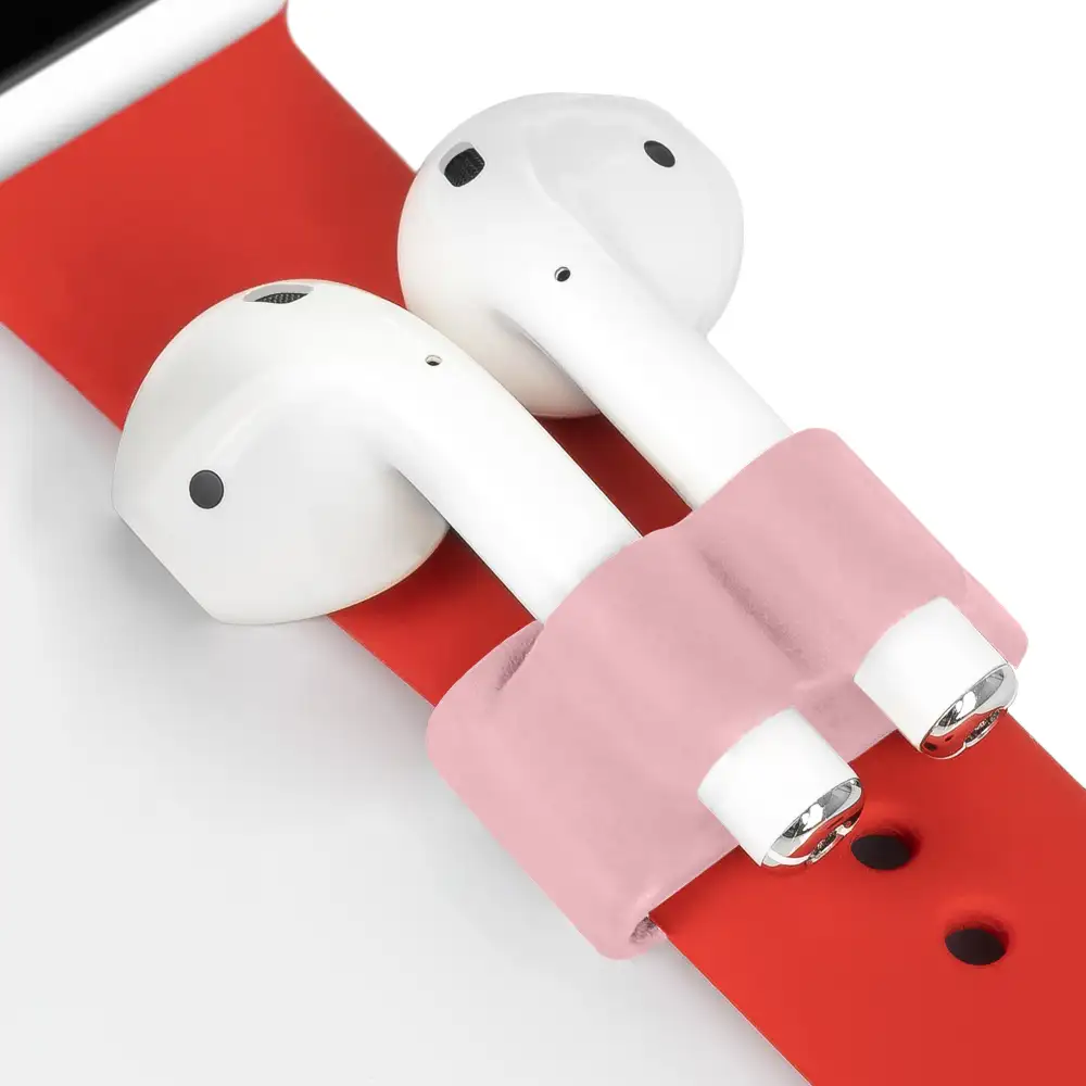 Pack de accesorios para Airpods, con funda para base de carga, mosquetón, almohadillas, correa y enganche para el reloj