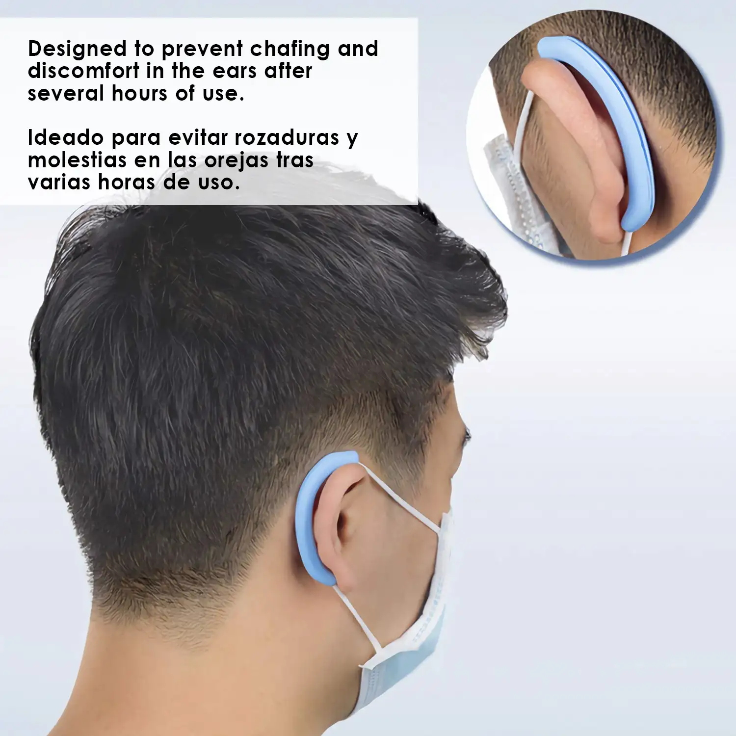 Protector de oreja para mascarillas, de silicona quirúrgica