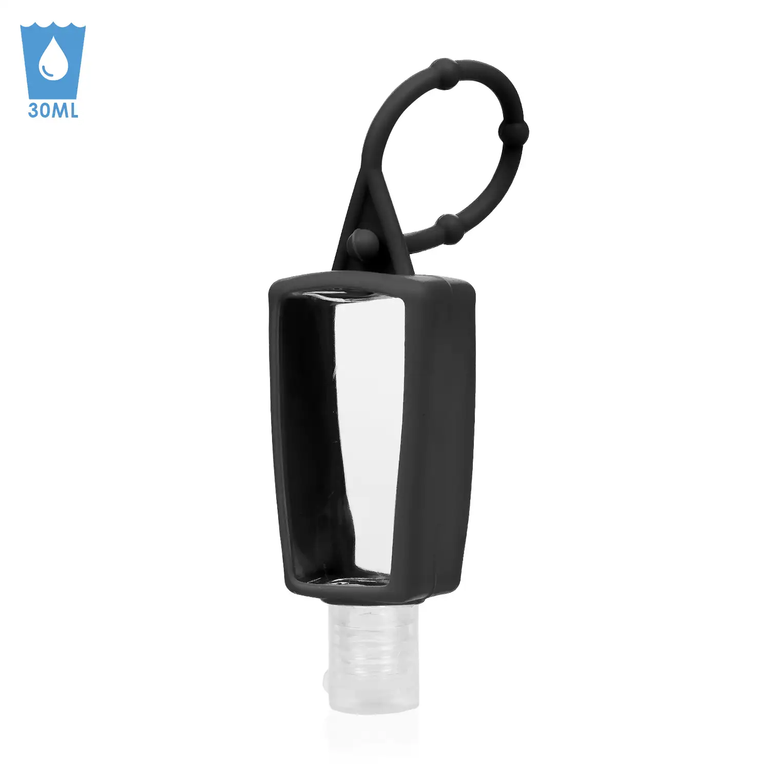 Llavero botella higienizante de manos alcohol rellenable 30ml de silicona con colgante