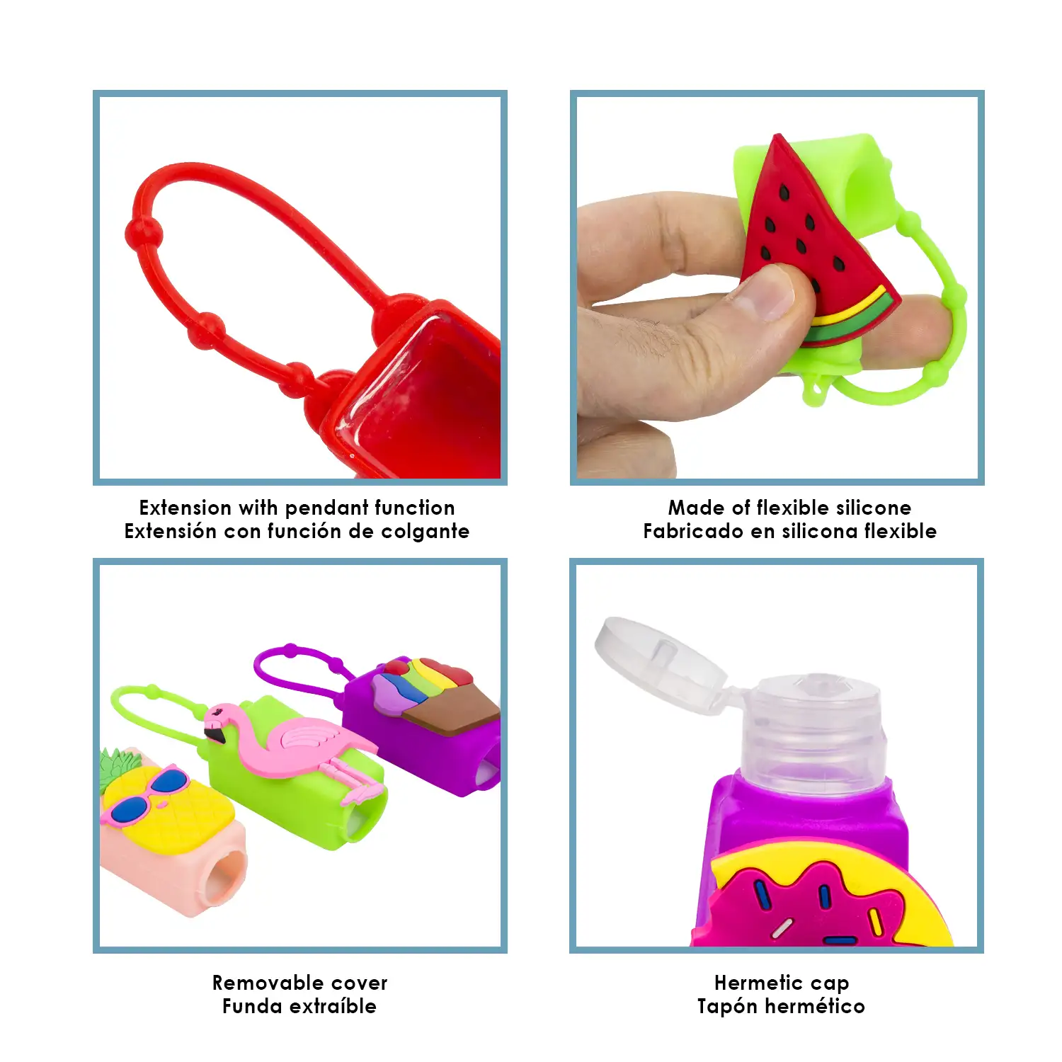 Llavero Botella higienizante de manos alcohol rellenable 30ml. Diseño donut.