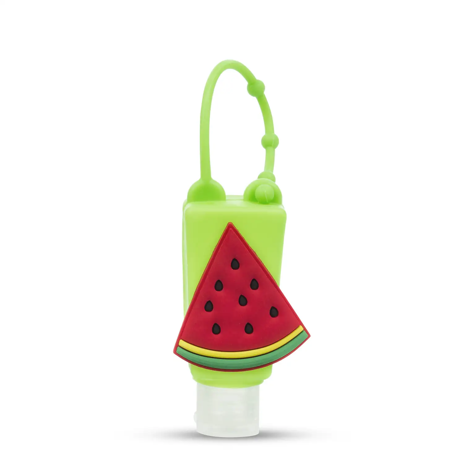 Llavero Botella higienizante de manos alcohol rellenable 30ml. Diseño sandía.